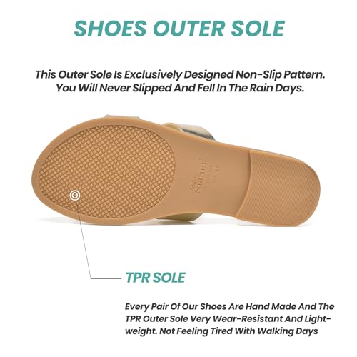 NianEr Womens Microfiber Leather Memory Foam Support H Sandals Dress Dressy Slip On Casual Cute Comfort Bride Bridal Wedding Designer Date Flat Sandals Summer Shoes Slides3