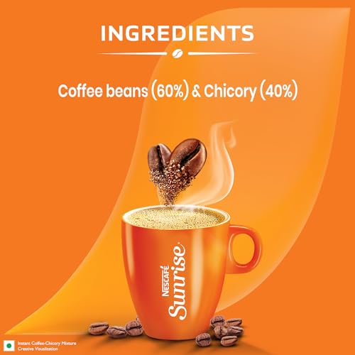 Image of Sunrise Instant Coffee Powder Bag by Nescafe | Rich Aroma for the perfect start to your day | Coffee Chicory-Mix | 90 grams stabilo