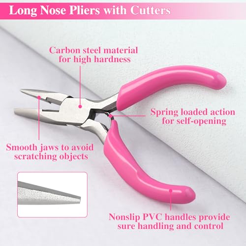 Image of 3 Inches Mini Long Nose Pliers for Jewelry Making with Wire Cutter Long Needle Nose Pliers Smooth Jaws Small Chain Nose Pliers Jewelry Making Supplies for Bending Small Object Gripping