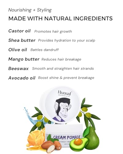 Image of Haxxed Hair Pomade for Men - Natural Oil-Based Pomade for Strong Hold, Sleek Shine & All-Day Control - Perfect for Men's Styling Needs 100 gms (Pack of 3)