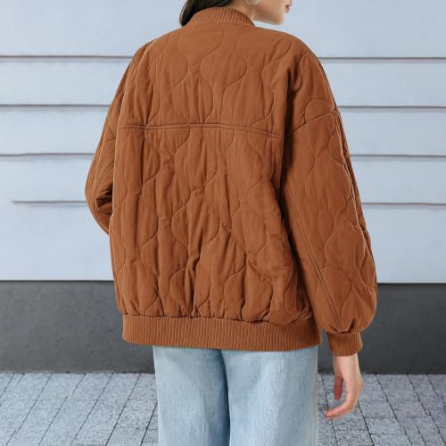 Quilted Jackets for Women Cropped Bomber Jacket Zip Up Puffer Coats - image 6