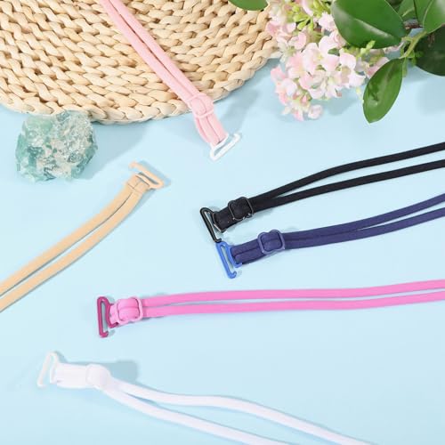 Image of FREEBLOSS 6 Pcs Halter Neck Bra Straps Replacement 6 Colors Decorative Bra Straps for Women Adjustable Halter Neck Lingerie Strap Replacement