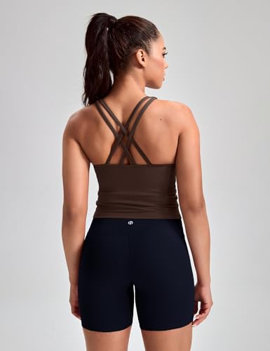 Image of HeyNuts Longline Zeal Bras Medium Impact Wirefree Sports Bras Workout Crop Tank Tops with Removable Pads, A-D Cups