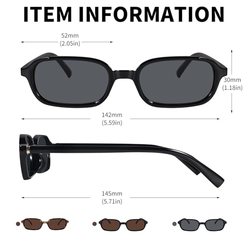 Retro Rectangle Sunglasses for Women Small Trendy 90s Glasses Narrow Skinny Sunnies4