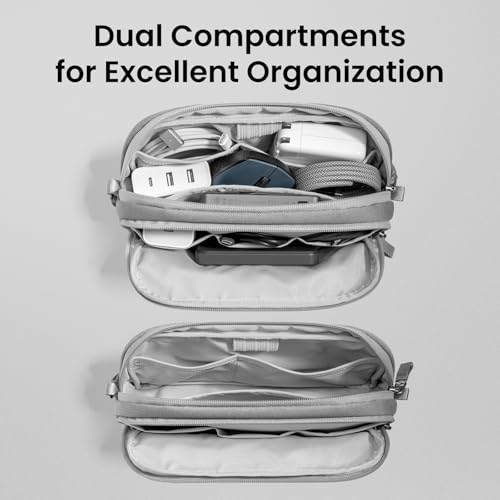 Image of tomtoc Electronic Organizer Travel Case, Water Resistant Dual Compartment Tech Pouch Cable Organization Storage Bag for Charger, Cord, Phone, Hard Drive, Power Bank, Accessories Travel Essentials