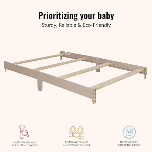 Image of Dream On Me Universal Crib to Full Size Bed Conversion Kit, Solid Wood Bed Rails for Select Convertible Cribs, Strong & Stable Support, Almond Butter