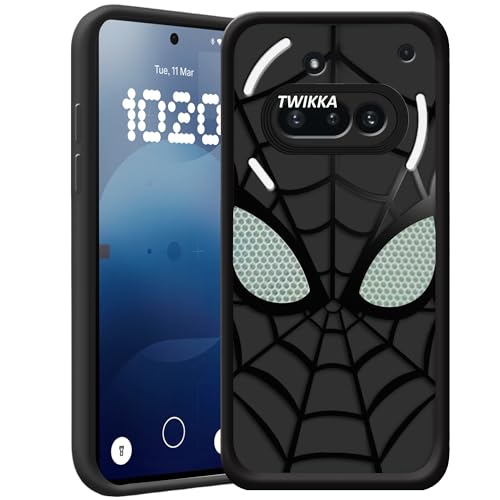 Image of Stylish Spider Back Case Cover Compatible for Nothing Phone 3A 5G | Spidey Face Mask Case | Soft Silicone | Camera & Full Body Protection | Shock Proof | (Black)