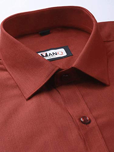 Image of MANQ Men's Regular Fit Cotton Formal Shirt, Full Sleeves, Spread Collar, Button-Down, Office, Business & Casual Wear