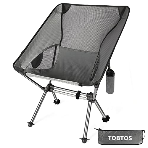TOBTOS Portable Camping Chair, Supports 350 lbs, Ultralight Folding Backpacking Chairs, Lightweight Camping Chairs with Carry Bag for Hiking, Picnic, Backpacking