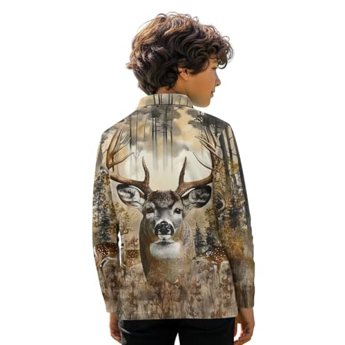 Kids Golf Shirts 3-16 Years Boys Camo Casual 1/4 Button Long Sleeve Collared Shirts Fall Active Outdoor Tops2