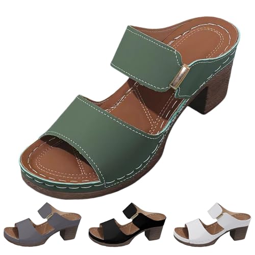 Chunky Heels Sandals for Women Open Toe Platform Sandals Comfortable Dressy Summer Casual Walking Sandal Orthopedic Slip on Outdoor Shoes Buckle Ankle Strap Shoe4