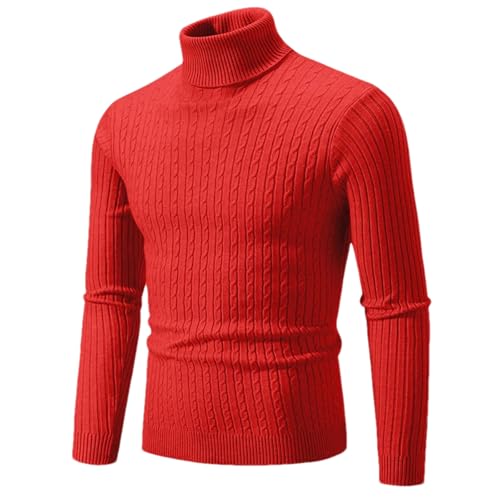 Men'S Turtleneck Long Sleeve Sweater Casual Knitted Sweater Warm Pullover Top