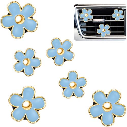 Image of Frienda 6 Pcs Daisy Flower Air Vent Clip Accessories Air Conditioning Outlet Clip Car Freshener Dashboard Accessories Charm Car Inter Decor(Blue)