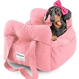 PETNEX Dog Car Seat for Small Dogs, Portable Puppy Car Seat of Easy Installation, Fashionable Pet Carrier Bag with Large Pockets, Machine Washable Dog Booster Seat (Pink)