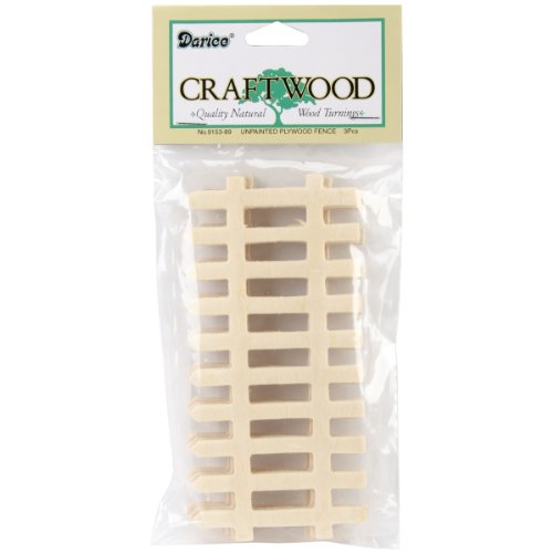 Darice Unpainted Wood Fence, 3/Pack, Natural