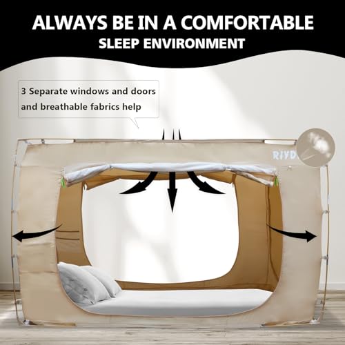 Bed Tent Bed Canopy Full Size Tents for Adult and Kids- Original Design Portable Dream Tent Indoor Sleeping Tents 70% Blackout with 3 Doors Breathable Big Space Tents