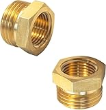 57480-1208 Messing Gartenschlauchverschraubung, Rohradapteranschluss, 3/4 Zoll GHT Außengewinde x 1/2 Zoll NPT Innenschlauchteile für Anschlüsse, Schlauchverbinder und Zubehör, Goldfarben, 2 Stück