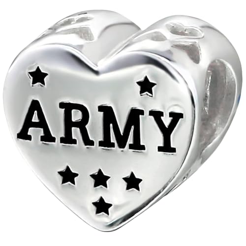 Military Branch Heart Charm Bead