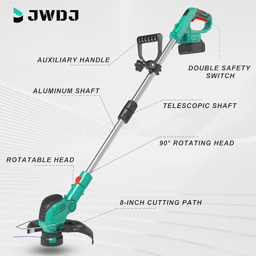 JWDJ - K80 Cortabordes Eléctrico Inalámbrico a Batería 21V One+ Ø 1.6 MM-400 Cm - para césped y Tierras de Cultivo, jardinería casera, Cuidado del césped - Gran Confort de Trabajo (Verde) - imagen 2