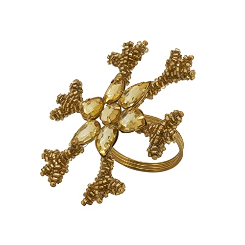 Beaded Snowflake Design Napkin Rings (Set of 4)