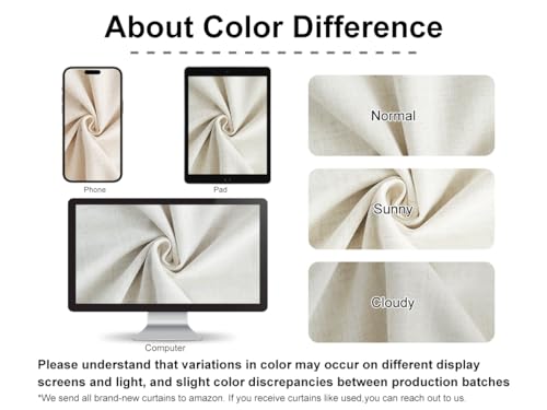 Image of Vision Home Natural Pinch Pleated Semi Sheer Curtains Textured Linen Blended Light Filtering Window Curtains 95 inch for Living Room Bedroom Patio Pinch Pleat Drapes with Hooks 1 Panel 60 inch Wx95 L