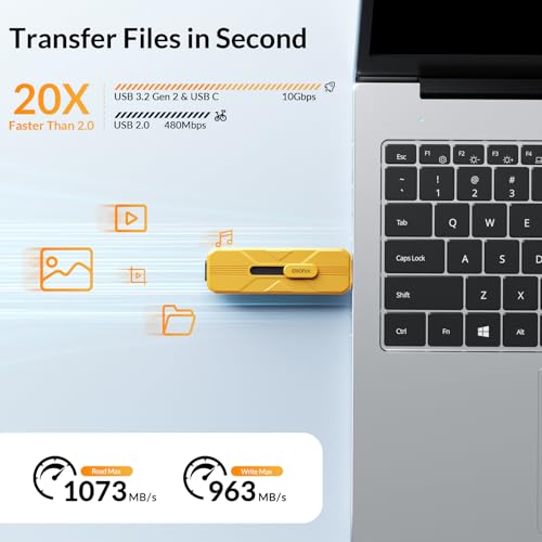 Image of iDsonix 128GB USB Flash Drive Externe SSD, Up to 1073MB /s, Thumb Drive with Dual USB A 3.2 + Type C, Push-Pull Design & Alloy, Portable Memory Stick for iPhone 17 /16 /15 /PS5 /Android Phone /Mac /Windows