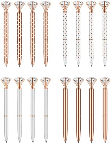 Fuhgkg 16PCS Rose golden Ballpoint Pens Diamond Ballpoint Pens Fancy Cute Crystal Pen Décor Gift for Women Girls Gift(16PCS)