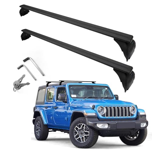 Klypto Roof Rack Cross Bars Compatible with Jeep Wrangler JK JL Gladiator JT2007-2025, 2&4 Door 220LBS Heavy Duty Aluminum Alloy Lockable Replacement for Rooftop Cargo Carrier Kayak Bike Snowboard
