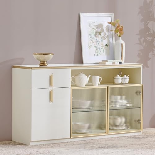 Image of Home Centre | Senorita Sideboard | Storage Cabinet for Home | Engineered Wood | Cream | 1 Year Warranty
