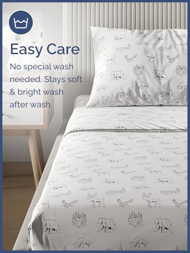 Image of Kids Twin Size Forest Bed Sheets - 3 Piece Kids Forest Sheet Set | Forest Themed Bedding, Ultra-Soft, Cute & Cozy, Breathable & Machine Washable, Kids Bed Set for Boys, Girls, Teens & Toddlers