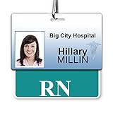 RN Horizontal Badge Buddy with Teal Border by Specialist ID, Sold Individually