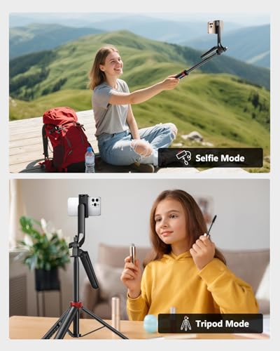 Aureday 72" Phone Tripod and Selfie Stick, Cell Phone Tripod Stand with Wireless Remote & Extendable Phone Mount for Travel/Selfie/Recording/Vlogging, Compatible with iPhone/Android/Camera - image 7