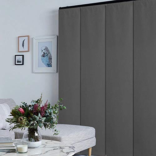 Letau Cordless Sliding Panels Track Blinds, 100% Blackout Made To Order Vertical Blinds For Large Windows, Sliding Doors, Open Spaces And Room Dividers, Dark Grey #TOP1