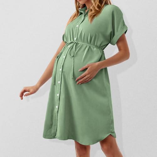 Robe de maternité décontractée en coton léger avec boutonnage avant - 2