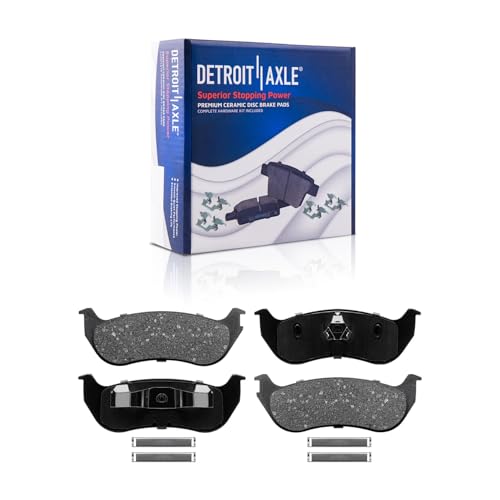 Image of Detroit Axle - Rear Brake Kit for 2002-2005 Ford Explorer 2002-2010 Mercury Mountaineer, Drilled and Slotted Disc Brake Rotors Ceramic Brakes Pads Replacement : 11.85 inch inch Rotor
