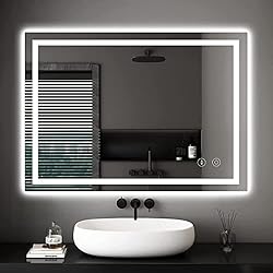 【Intelligent Dimmable Mirror】Our Dripex bathroom led mirror can easily adjust the brightness, controlled by the touch sensor switch. Just touch the power switch button for 2-3 seconds to adjust the brightness from 10% to 100%. At the same time, the b...