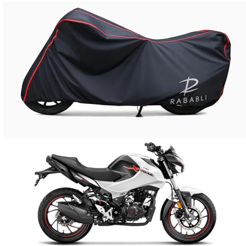Image of Waterproof Bike Body Cover Compatible for | Hero Xtreme 160R 2.0 | Taffeta Fabric, Red Piping Design, Bottom Elastic Fit | Dustproof, Sun UV & Rain Protection for All Bikes
