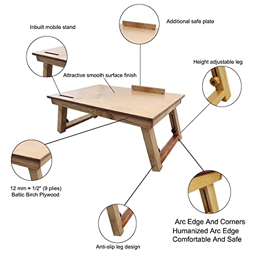 Image of Multi-Purpose Portable Wooden Foldable Laptop Table with Foldable Legs /Computer Stand for Reading Writing on Bed, Couch, Sofa, Floor