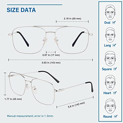 Image of GQUEEN Fake Glasses Women Men Clear Lens Metal Frame UV400 Protection Fashion Retro Pilot Style Eyeglasses