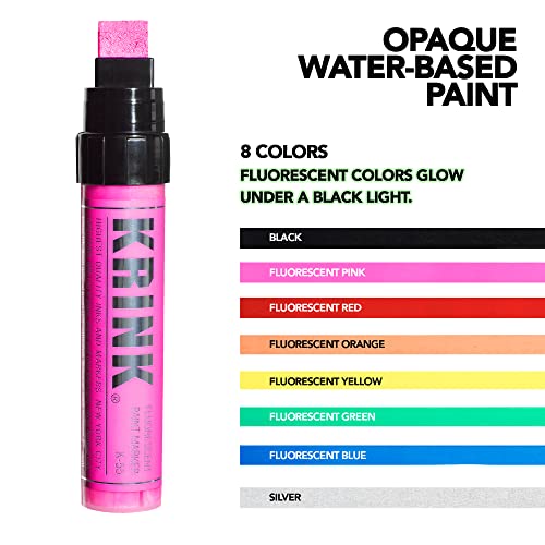 Krink K-55 Fluorescent Pink Paint Marker-Vibrant And Opaque Fine Art Acrylic Paint Pens For Smooth Surfaces-Acrylic Paint Markers For Metal Paper And Painted Surfaces-Graffiti Markers For Signs #TOP2