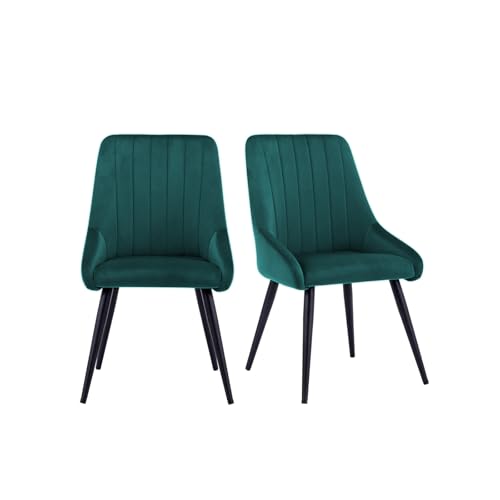 Image of Finch Fox Morris Velvet Dining Chair for Living Room, Bedroom, Home Office with Black Metal Legs in Teal Blue Color (Set of 6)