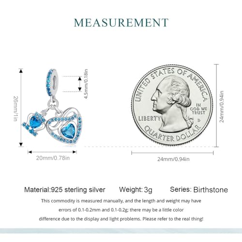 Birthstone Charms for Pandora Charms Bracelets - 925 Sterling Silver Infinity Heart Dangle Charm fit Bracelet and Necklace Birthday Jewelry Gifts For Women4