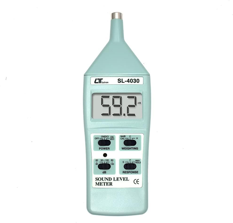 Sonómetro digital (rango: 30 a 130 dB) para auditorios, pruebas de ruido vehicular y teatros | Medidor de sonido para escuelas, monitoreo acústico y medición de decibelios | Modelo: SL-4030