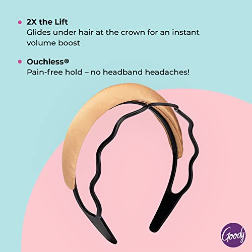 Goody Volume Boost Headband For Fine Hair - 1 Count, Brunette - Ouchless Pain-Free Hair Accessories For Women, Men, Boys, & Girls - Perfect For Long Lasting Braids, Ponytails & More #TOP2
