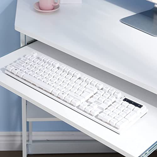 Vecelo Corner Computer Desk 41 X 30 Inches With Smooth Keyboard & Storage Shelves For Home Office Workstation, White #TOP4
