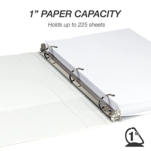 Image of Samsill Durable 1 inch 3 Ring Binder, D Ring Binder, 100% Recycled Chipboard, White, 24 Pack, Bulk