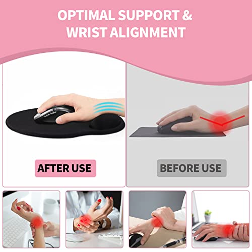Image of eulps Mouse Pad with Wrist Rest, Comfortable Computer Mousepad with Gel Wrist Support Smooth Surface and Non-Slip PU Base for Pain Relief, Laptop, Office & Home (Floral Fantasy)