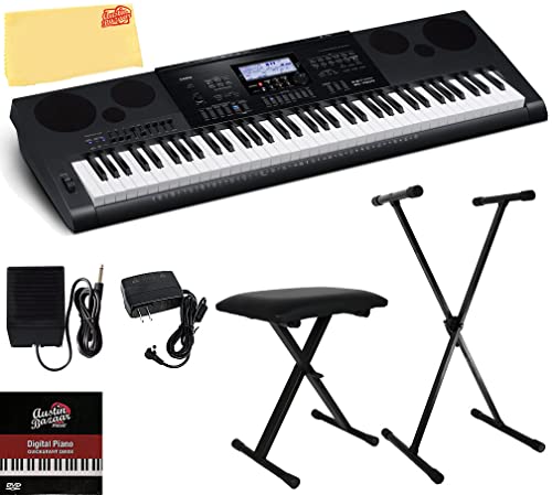 Casio WK-7600 Clavier avec support réglable, banc, pédale de soutien, alimentation, DVD d’instructions Austin Bazaar et… - Les Beatles, Paul McCartney, John Lennon, RIngo Starr, George Harrison Casio WK-7600 Clavier avec support réglable, banc, pédale de soutien, alimentation, DVD d'instructions Austin Bazaar et…