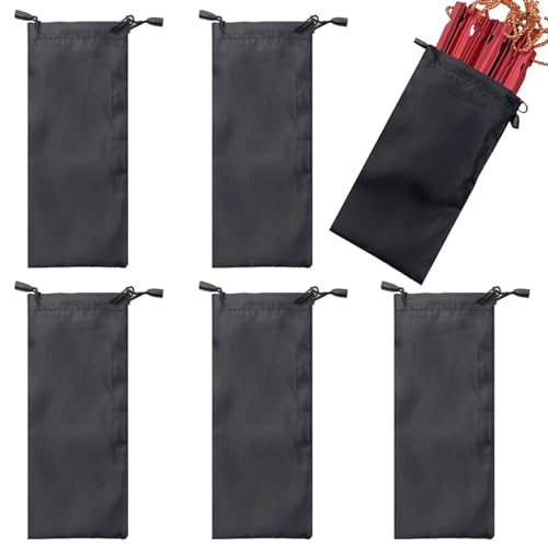 SquEqu 6 Pack Tent Stakes Bag Aluminum Tent Pegs Bag with Drawstring Storage Pouch Pocket Protector for 7in Tent Stake 8 Inch Ground Stakes Awning Caravan Camping Pegs Canopy Anchors Tent Spikes