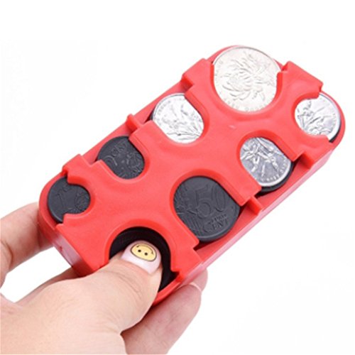 Caja para monedas euro y dólares color rojo miniatura 3